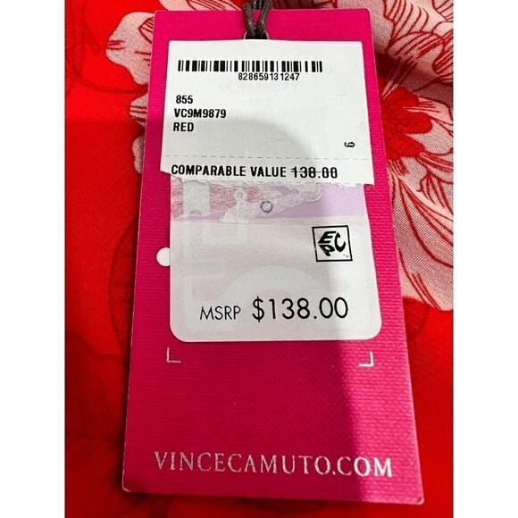New Vince Camuto Size 6 Floral Print Tie Shoulder Chiffon Dress Red - Picture 13 of 15